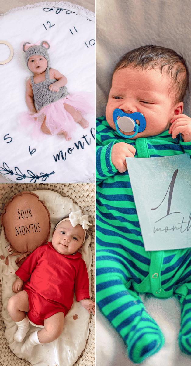 one month baby photoshoot at home with milestone card and blanket